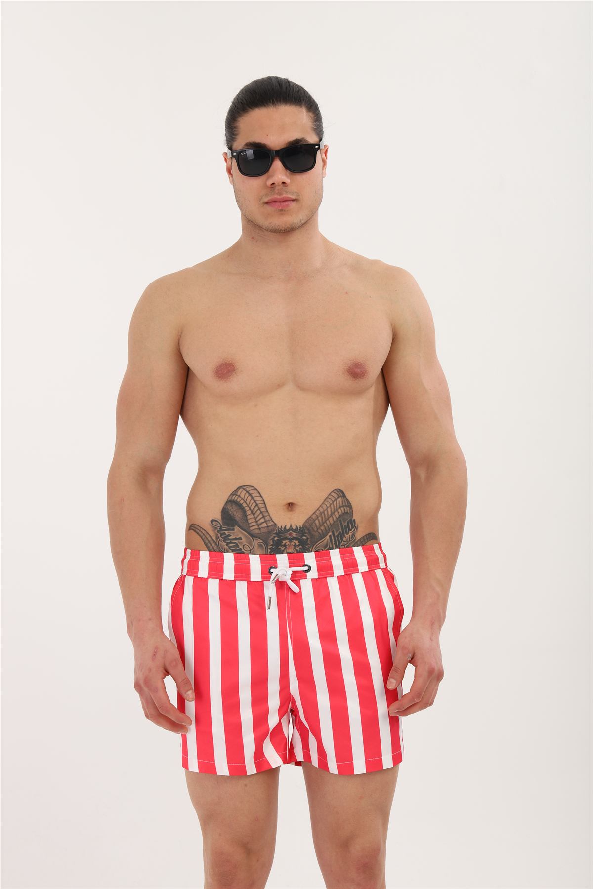 Dijital çizgili erkek deniz şortu - toptan mayo şort