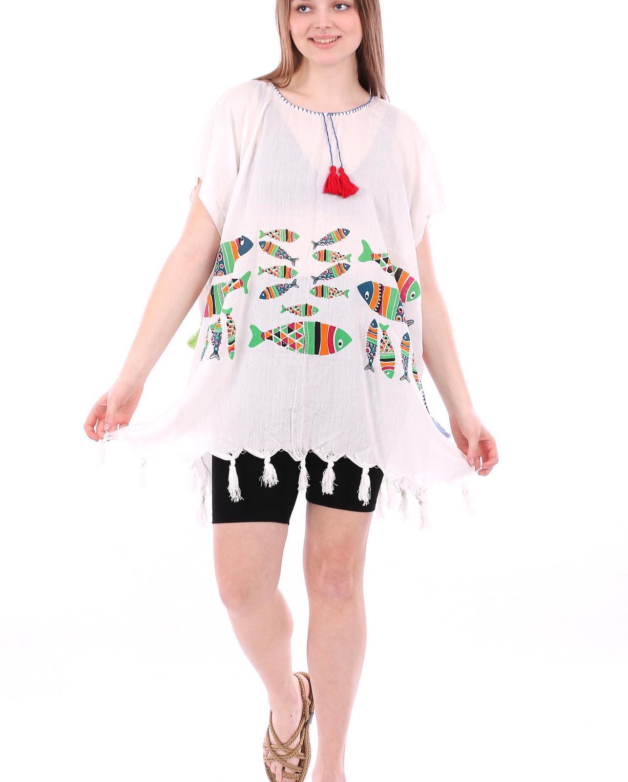 Toptan pareo - renkli desenli plaj örtüsü